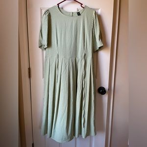 DAZY Gingham Knot Side Fold Pleated Hem Dress